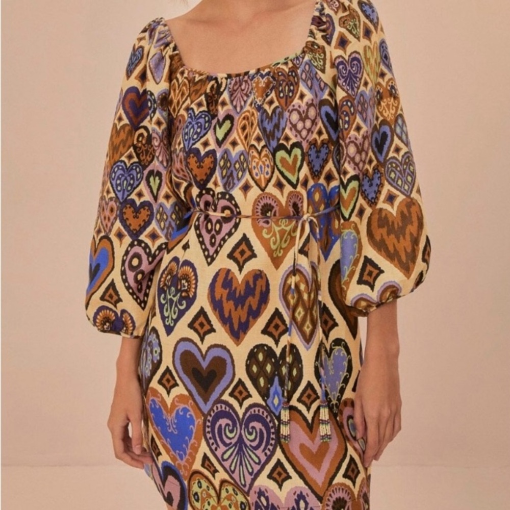 FARM Rio Hearts Ikat Cream Dress
